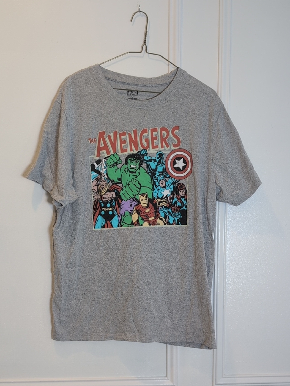 Marvel Gray Short Sleeve Avengers Comic Panel Tee